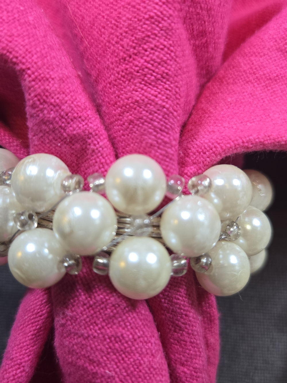 Faux Pearl Bead Napkin Rings X 8
